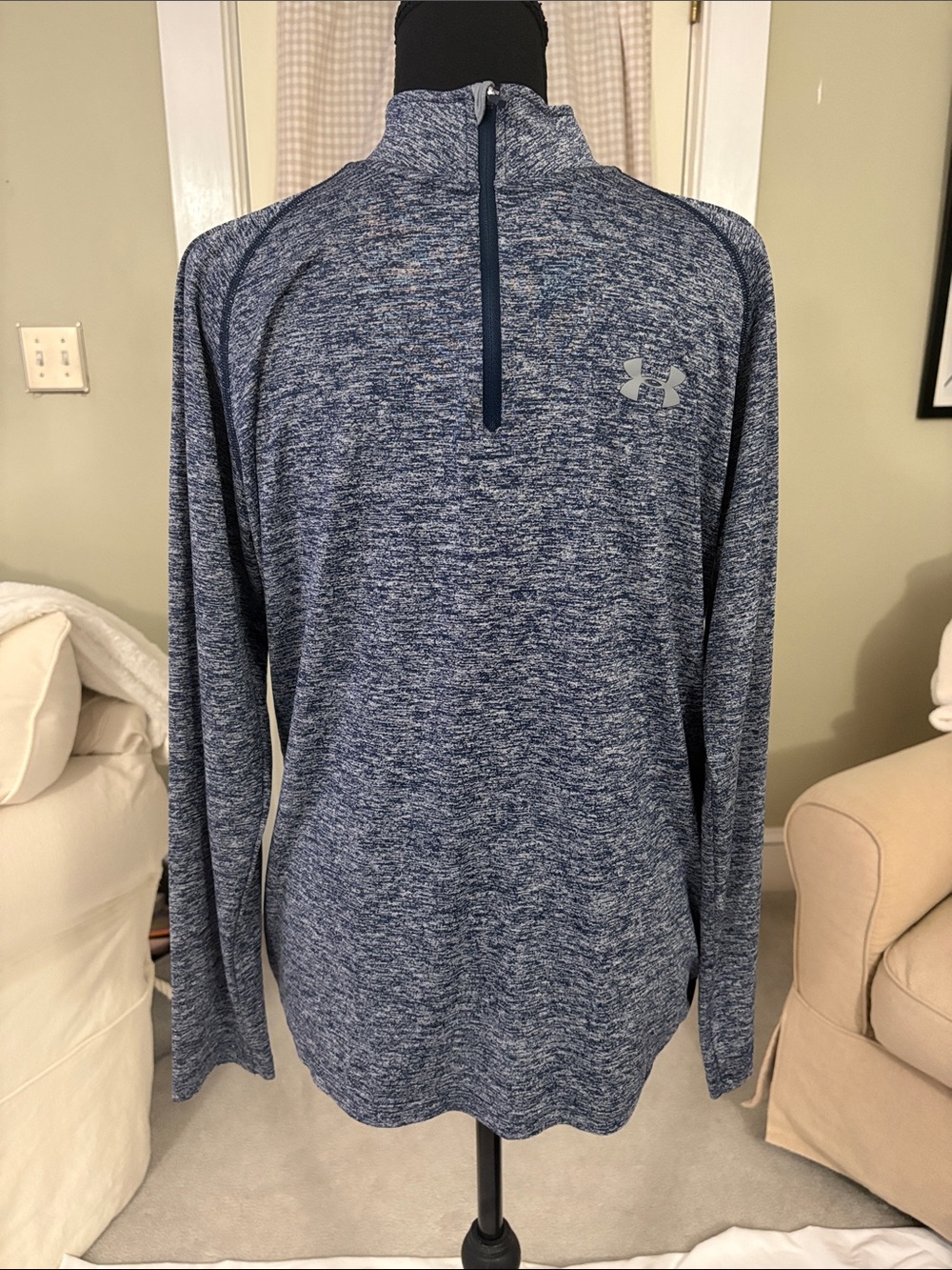 Under Armour Navy Heathered Quarter-Zip Performance Top